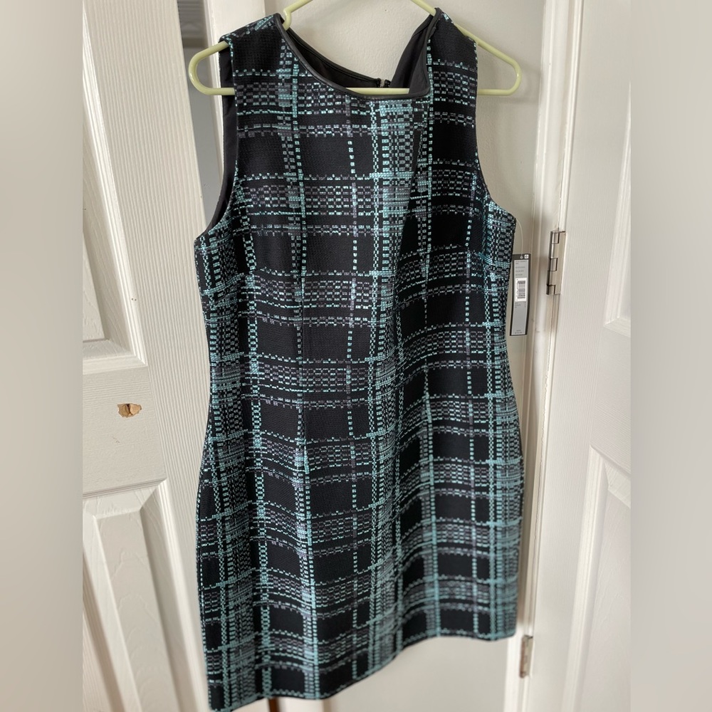NWT Tahari dress, black and teal, size 14